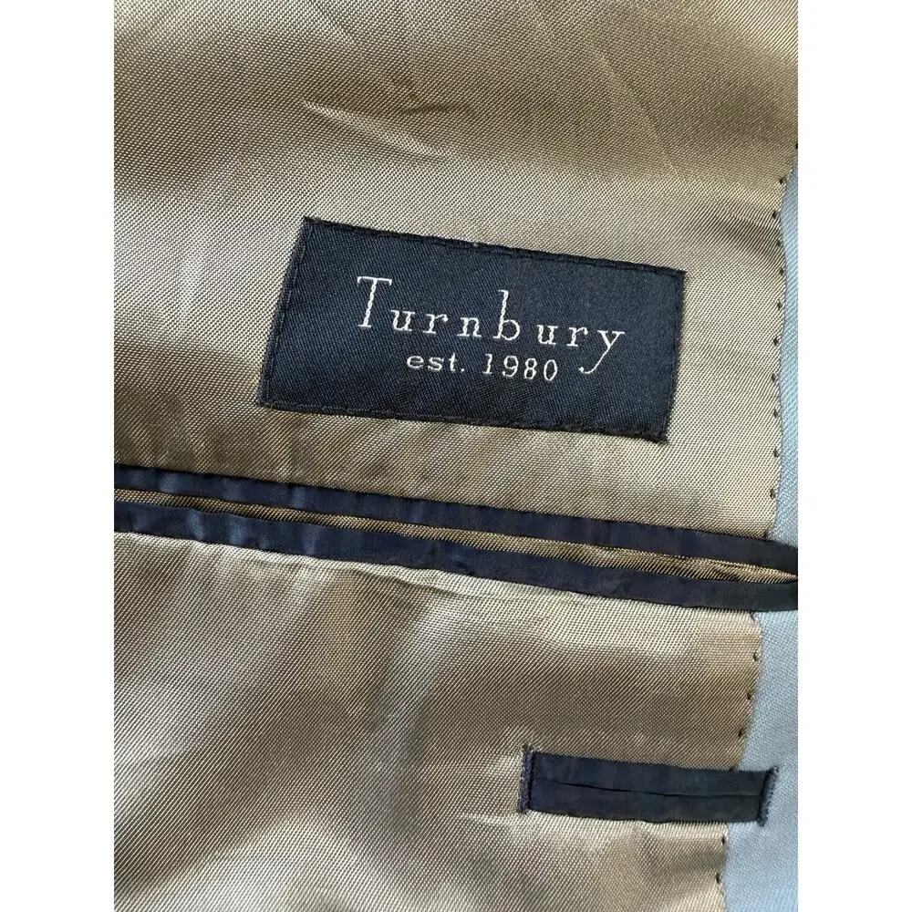 Turnbury Wool Stretch Sport Coat Jacket 2 Button Blazer Mens Sky Blue 44L